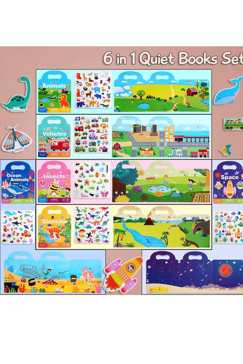 DURKU 6 Pack Reusable Sticker Books for Kids, Busy Books for Toddlers Activity Books Stickers Books for 2-5 Year Old Girls Boys Birthday Gifts - Image 2