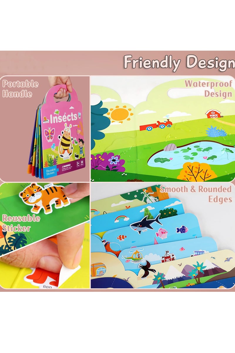 DURKU 6 Pack Reusable Sticker Books for Kids, Busy Books for Toddlers Activity Books Stickers Books for 2-5 Year Old Girls Boys Birthday Gifts - Image 4