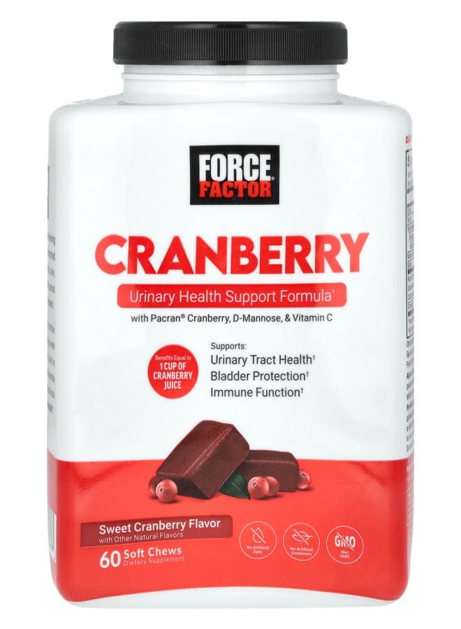 Force Factor Cranberry with D-Mannose & Vitamin C Sweet Cranberry 60 Soft Chews