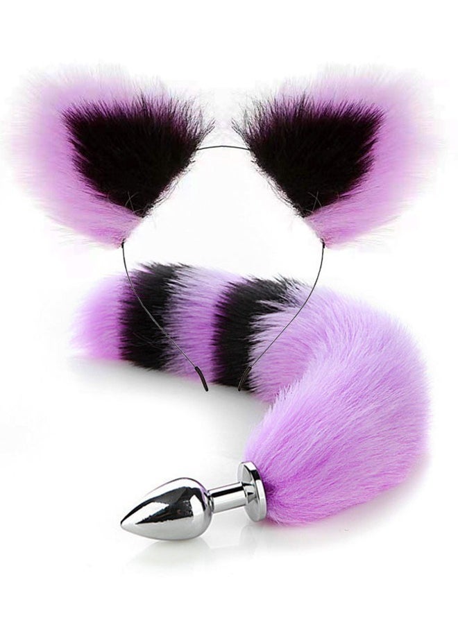 fashionhome - Handmade Soft Fur Cat Ears Headwear Headband and Fox Tail Anime Fancy Dress Party Cosplay Costume - Image 1