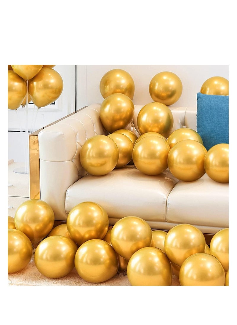 Cool Baby - COOLBABY 50 Pieces Gold Latex Balloon 25 cm/10 Inches Gold Balloon Matte Gold Balloon with Ribbon - Image 1