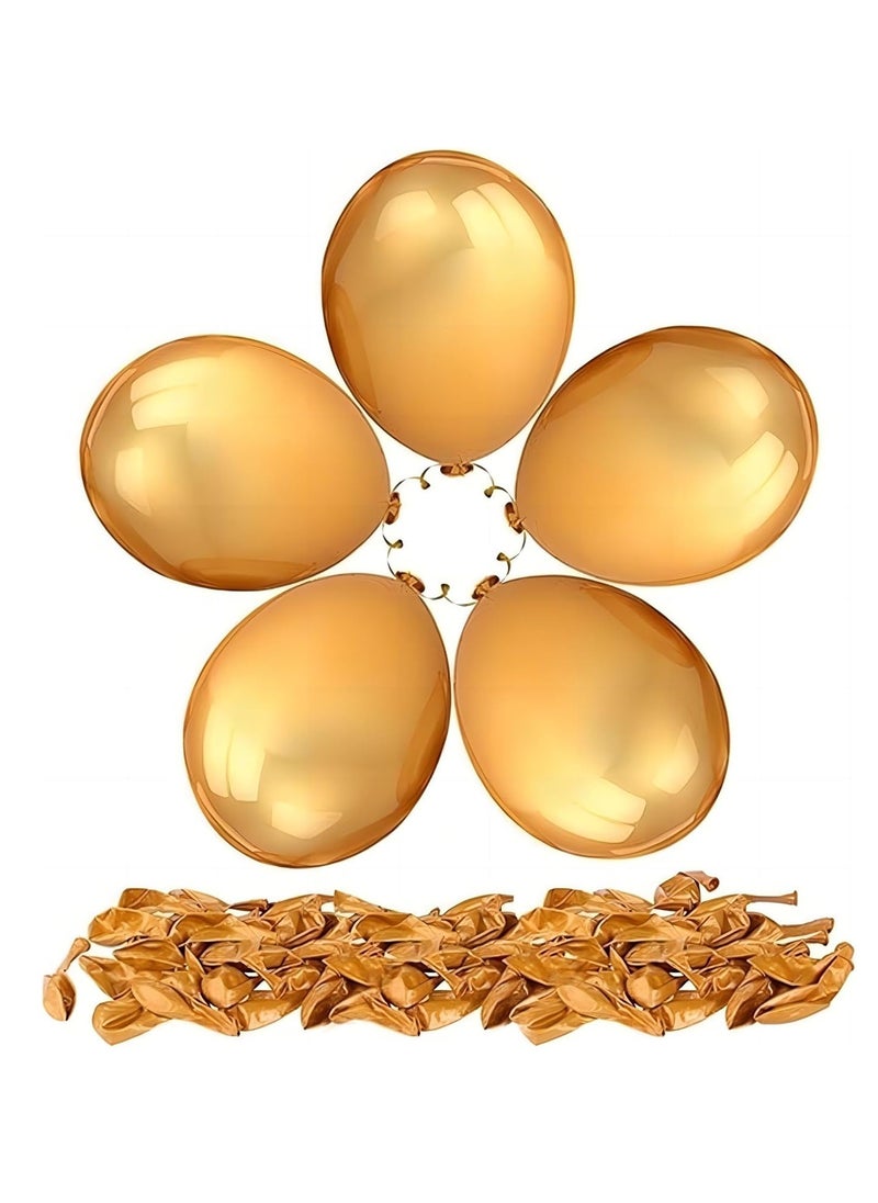 Cool Baby - COOLBABY 50 Pieces Gold Latex Balloon 25 cm/10 Inches Gold Balloon Matte Gold Balloon with Ribbon - Image 1