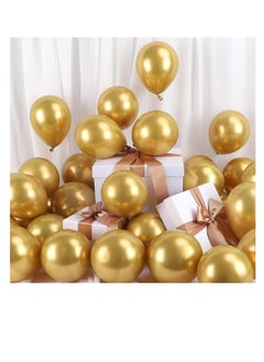 COOLBABY 50 Pieces Gold Latex Balloon 25 cm/10 Inches Gold Balloon Matte Gold Balloon with Ribbon