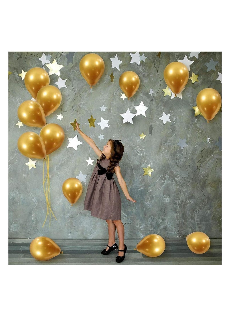 Cool Baby - COOLBABY 50 Pieces Gold Latex Balloon 25 cm/10 Inches Gold Balloon Matte Gold Balloon with Ribbon - Image 1
