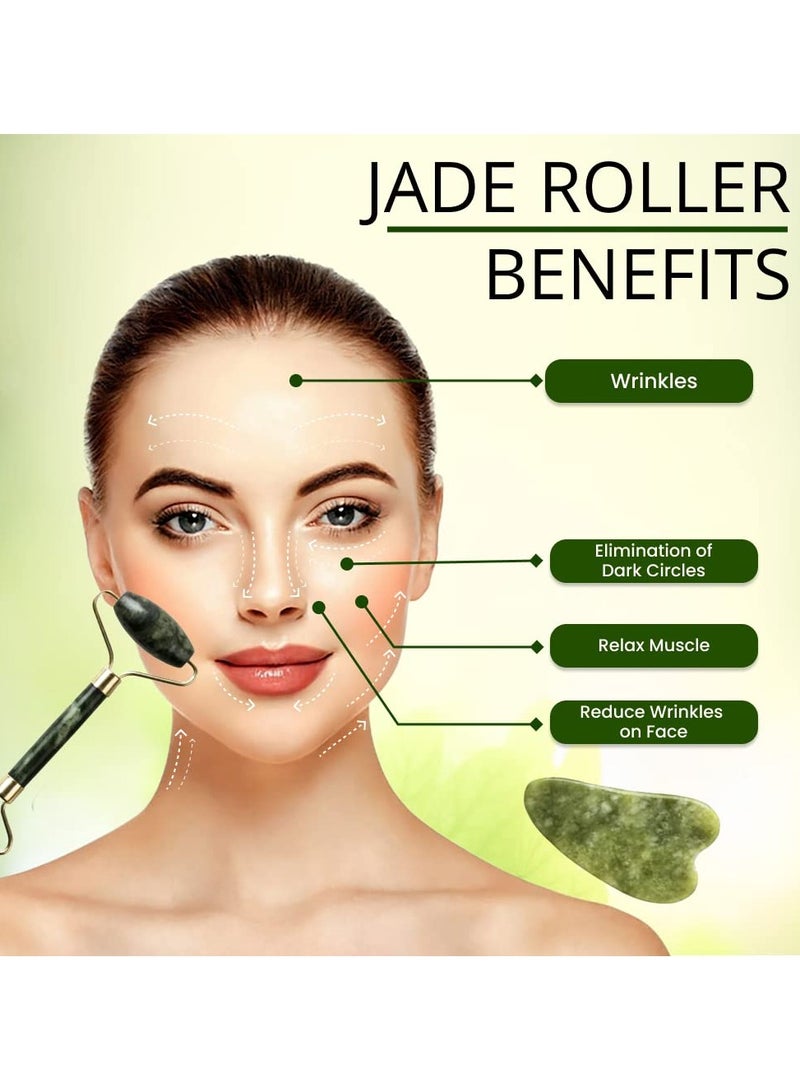 Jade Roller and Gua Sha Facial Massage Tools for Face, Eye, Neck And Body Skin Care Treatments - Image 5