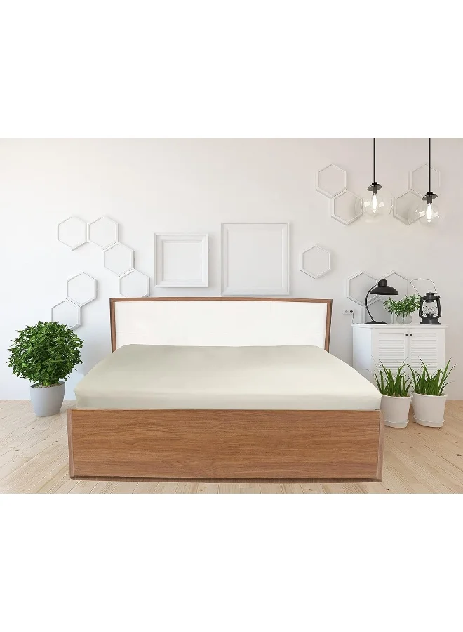 هوتيل لينين كلوب ملاءة سرير مزدوجة من فندق لينين كلوب - قطعة واحدة، 100% قطن، 250 خيط لنعومة وراحة فائقة، قماش بارد وقابل للتنفس، الحجم: 150 × 200 سم، حواف مرنة بجيب عميق، لون حجري