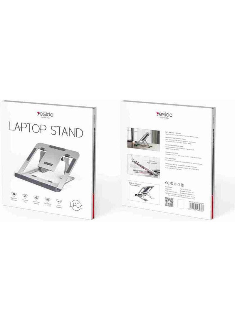 Yesido LP02 Laptop Holder, Full Body Metal, Hollowed-Out Heat Dissipation, Foldable, Non-Slip Pads, Adjustable Height & Angle, Triangle Struction, Aluminum Alloy Material, For 11-17" Laptop - Image 5