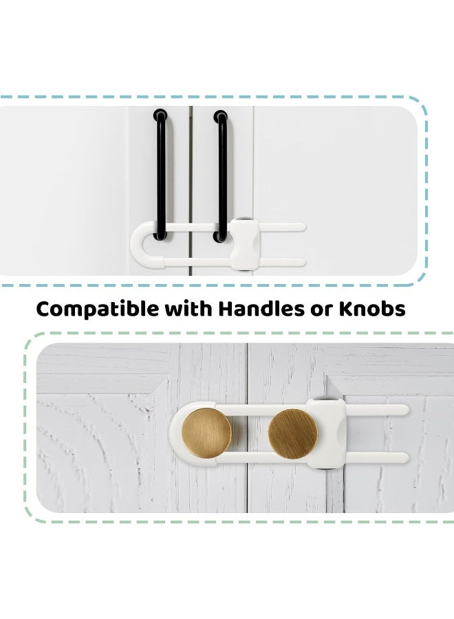 Reaeon Baby Proofing Cabinets, Sliding Cabinet Locks for Babies, Adjustable U Shaped Baby Safety Locks, Childproof Cabinet Latch for Kitchen, Bathroom, Drawer, Cupboard Doors Knobs & Handles (6 Pack White) - Image 4