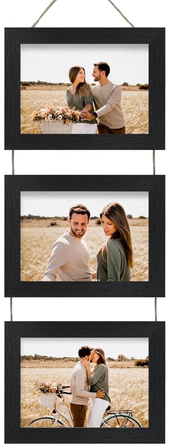 Rexllon 4x6 Wall Hanging Picture Frames Collage with 3 Opening black Frames - Image 1