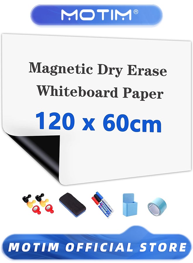 Motim Magnetic White Board Paper Easy to Write and Clean for School & Home & Office (120x60cm)  - Image 1