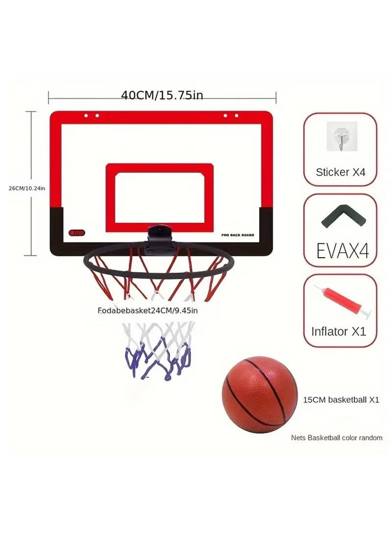 YelaJoy Mini Basketball Hoop Set for Kids and Adults Door Room Basketball Hoop,Punch Hanging Type Mobile Mini Basketball Hoop for Door, Red  - Image 3