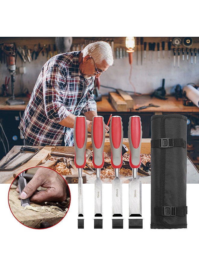 Generic - 5pcs Wood Chisel Set For Carpentry with Storage Bag Non-slip Handle Woodworking Wood Carving Bench Chisel Sets Sharp Wood Bevel Blades with Steel Strike Cap - Image 1