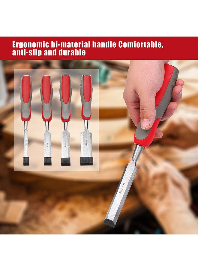 Generic - 5pcs Wood Chisel Set For Carpentry with Storage Bag Non-slip Handle Woodworking Wood Carving Bench Chisel Sets Sharp Wood Bevel Blades with Steel Strike Cap - Image 1