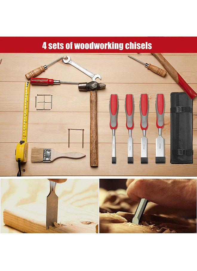 Generic - 5pcs Wood Chisel Set For Carpentry with Storage Bag Non-slip Handle Woodworking Wood Carving Bench Chisel Sets Sharp Wood Bevel Blades with Steel Strike Cap - Image 1
