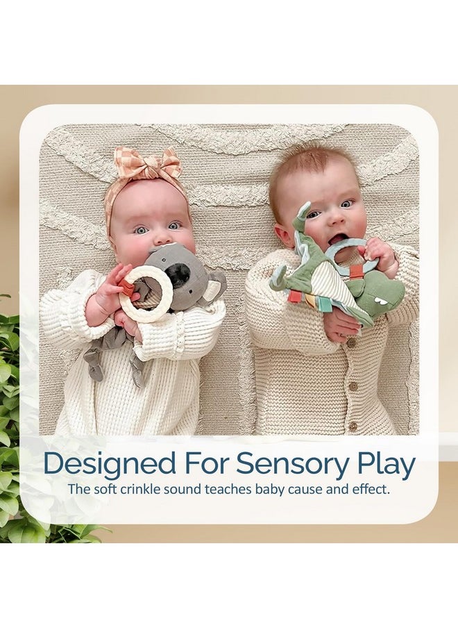 Itzy Ritzy Itzy Ritzy - Bitzy Crinkle Sensory Toy Koala with Crinkle Sound for Babies & Toddlers - Features Soft Braided Teething Ring & Textured Ribbons, Designed for Ages 0 Months and Up, Koala  - Image 5