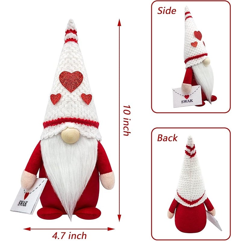 CRCZK Valentines Day Gnomes, 2 Pack Mr & Mrs Valentine Gnomes Decorations for Home - Handmade Swedish Tomte Gnomes Plush Ornaments Valentine's Day Party Supplies - Image 2