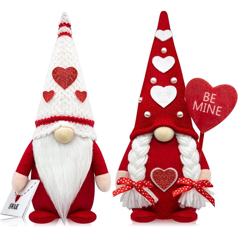 CRCZK Valentines Day Gnomes, 2 Pack Mr & Mrs Valentine Gnomes Decorations for Home - Handmade Swedish Tomte Gnomes Plush Ornaments Valentine's Day Party Supplies - Image 1