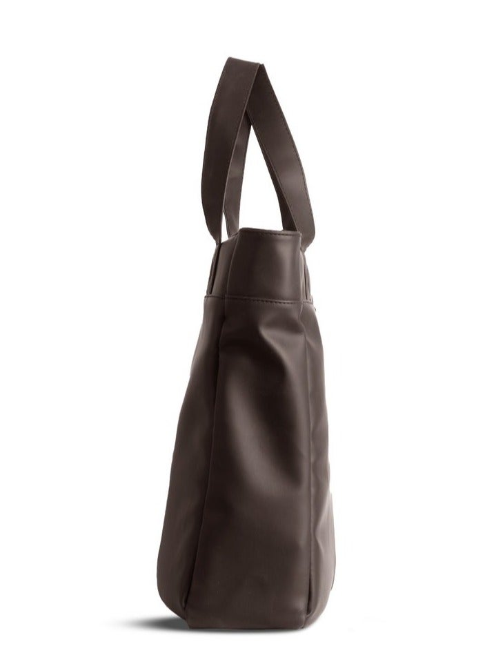 Ar supply AR Tote Bag by Arij Bags | Large Tote Bag for Laptop and Daily Use, Detachable and Adjustable Crossbody Strap, Spacious Main Compartment, Laptop Pocket, Multiple Inner Pockets and Quick Access Front Pocket (39 × 38 × 12 cm) (Brown) - Image 3
