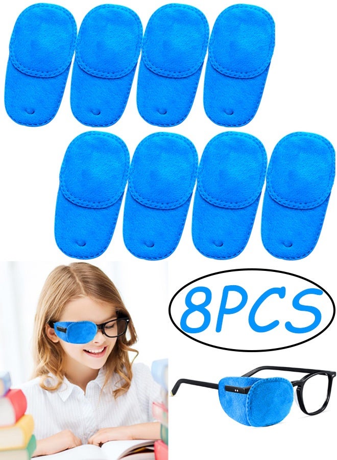 8 Pieces Upgraded Suede Version Eye Patches for Kids Girls Boys Right Left Eye Patch for Glasses Full Coverage Eye Patch for Children Treating Eye Amblyopia Strabismus and After Surgery,Blue - Image 1