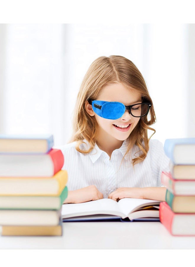 8 Pieces Upgraded Suede Version Eye Patches for Kids Girls Boys Right Left Eye Patch for Glasses Full Coverage Eye Patch for Children Treating Eye Amblyopia Strabismus and After Surgery,Blue - Image 2