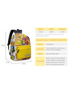 Pokemon Pikachu Cartoon Backpack Three-piece Student School Bag  - Image 2
