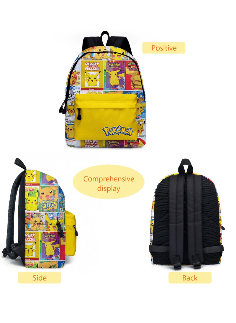 Pokemon Pikachu Cartoon Backpack Three-piece Student School Bag  - Image 3