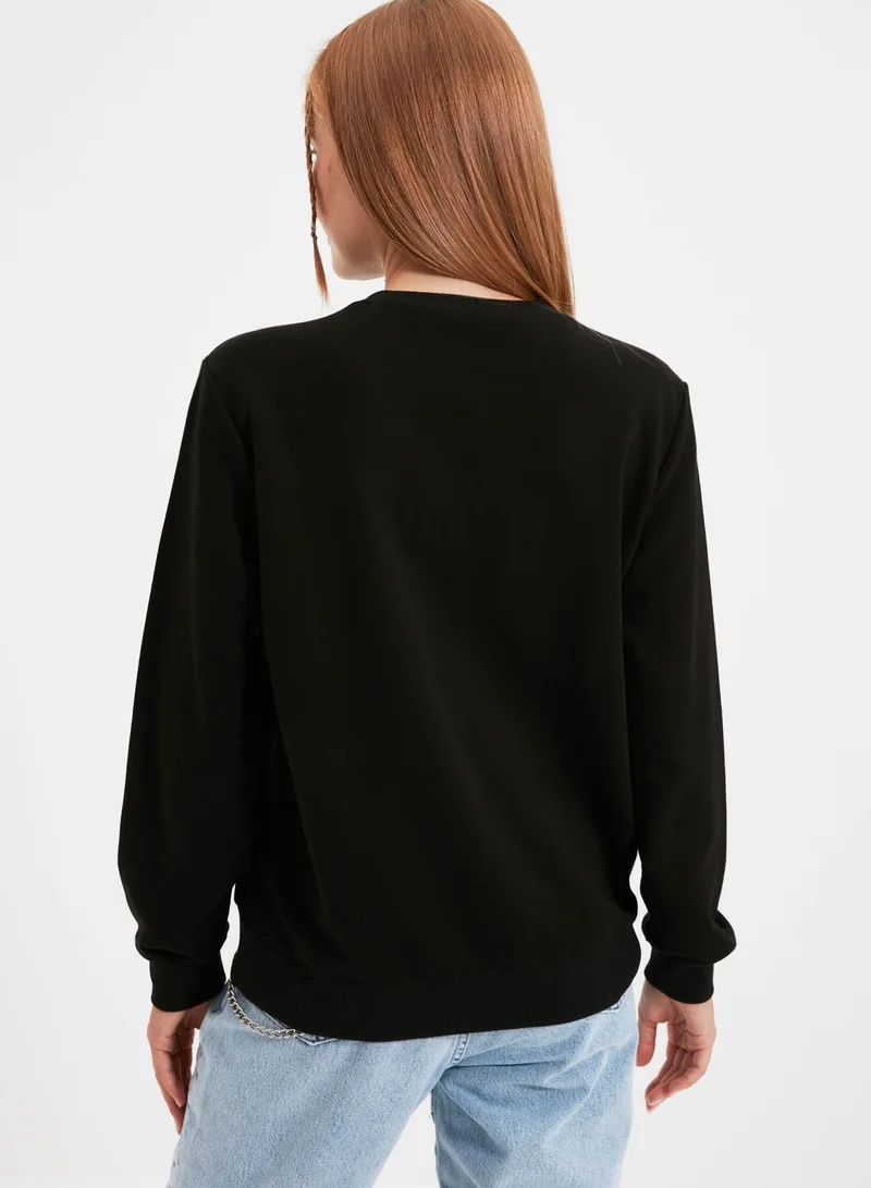 trendyol Printed Knitted Sweatshirt