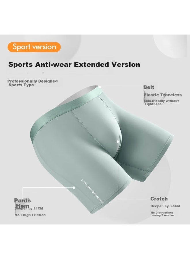 Yalu Yaloo Men's Summer Breathable Sports Long Anti-friction Leg 10a Antibacterial Care Plus Size Fat Guy Ice Silk Four-corner Shorts - Image 3