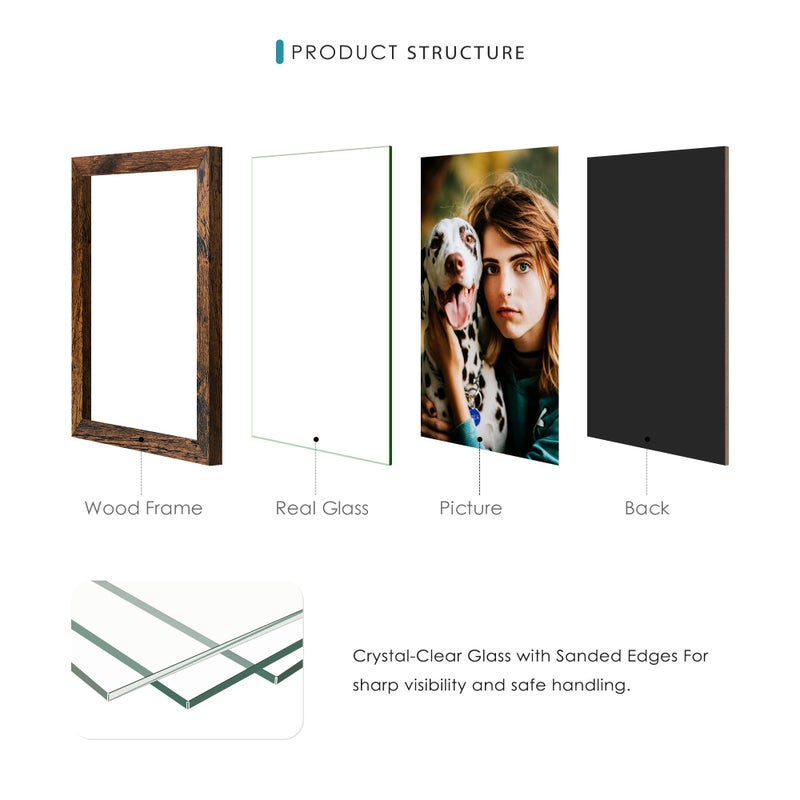 DUENPY 4x6 Collage Picture Frames, 12-Pack Solid Wood Photo Frame, Picture Frames Collage Wall Decor, Set with Glass Front, Assembly Required, Brown - Image 3