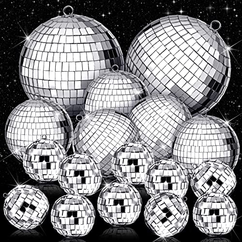 WILLBOND 17 Pcs Disco Ball Decorations Assorted Size Disco Ball Ornaments, Mini Large Hanging Party Favors for Christmas New Year Weddings Decor Festival Stage Prop(6, 3.2, 2 Inch) - Image 1