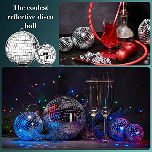 WILLBOND 17 Pcs Disco Ball Decorations Assorted Size Disco Ball Ornaments, Mini Large Hanging Party Favors for Christmas New Year Weddings Decor Festival Stage Prop(6, 3.2, 2 Inch) - Image 2