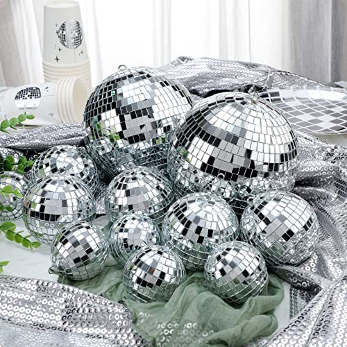 WILLBOND 17 Pcs Disco Ball Decorations Assorted Size Disco Ball Ornaments, Mini Large Hanging Party Favors for Christmas New Year Weddings Decor Festival Stage Prop(6, 3.2, 2 Inch) - Image 5