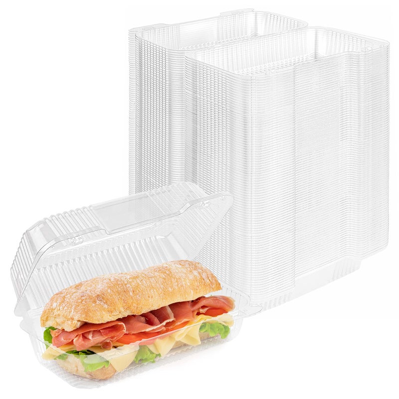 Stock Your Home Stock Your Home Plastic 9 x 5 Inch ClamShell Takeout Trays 25 Count  Dessert Containers  Plastic Hinged Food Container  Disposable Plastic Clamshell Food Containers for Slices of Cake Sandwiches