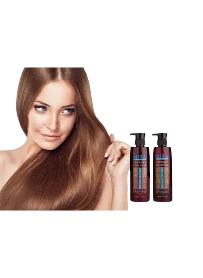 MIRA PROFESSIONAL Shampoo 500 Ml And Conditioner 500 Ml With Argan And Protein To Maintain Hair Treated With Protein Or Keratin - Image 2