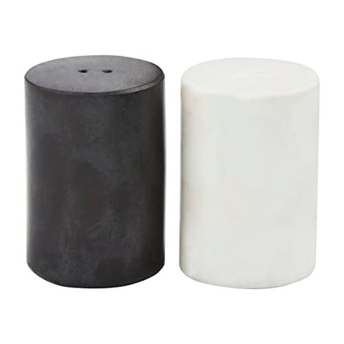 Mud Pie Marble Black/White Salt and Pepper Shakers; 2 3/4" X 1 3/4" Dia - Image 3