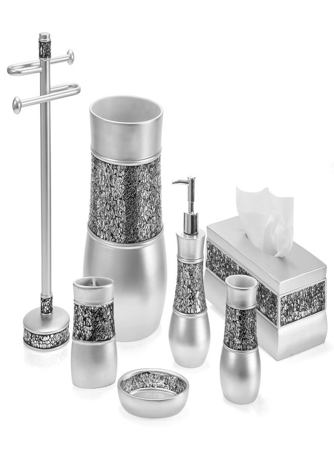 Creative Scents Crackled Glass Countertop Towel Stand, Decorative Silver Fingertip Towel Holder, Durable Resin Free Standing Towel Rack, for Elegant Counter Top Bathroom/Shower/Kitchen Decor - Image 3