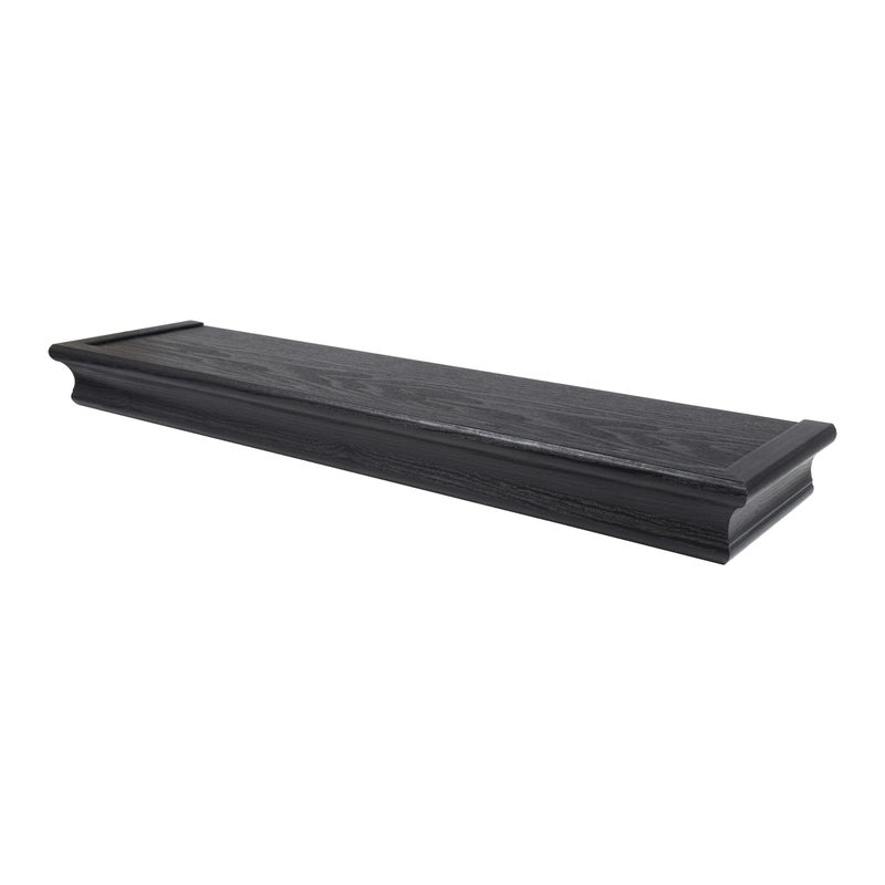HIGH & MIGHTY 515661 Decorative 24" Floating Shelf Holds up to 20lbs, Easy Tool-Free Dry Wall Installation, Beveled, eCommerce Packaging, Black - Image 1
