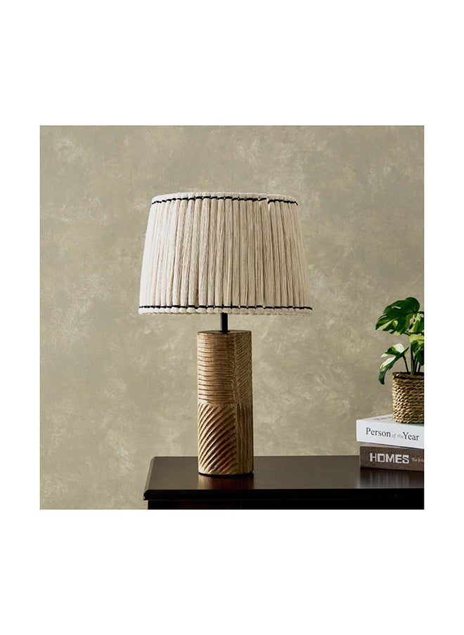 Kengston Table Lamp with Cylindrical Wooden Base and Drum Shade 31 x 53 x 31 cm 