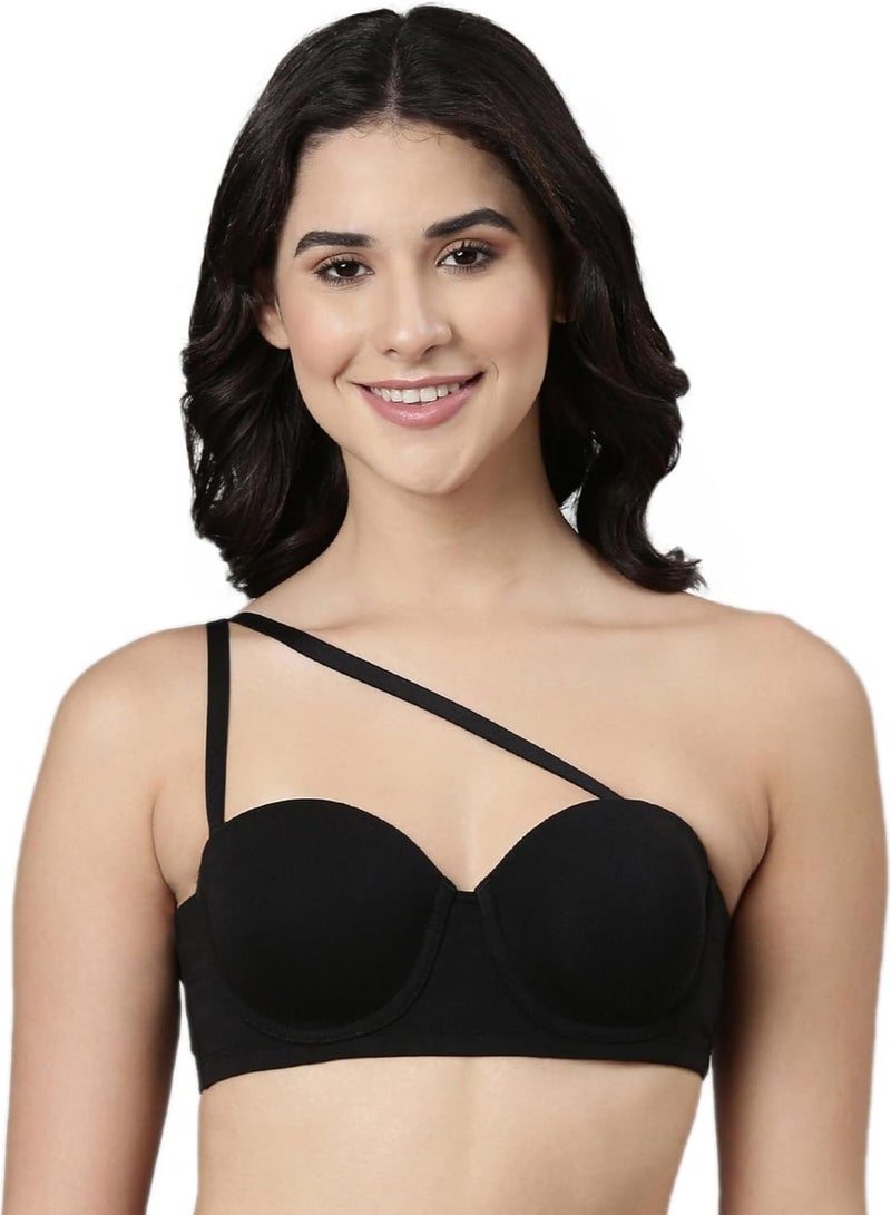 enamor Women Adjustable and Detachable Straps Underwire Padded Bra Black - Image 4