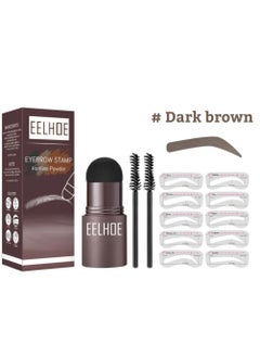 EELHOE One Step Eyebrow Stamp Shaping Kit Set With 10 Stencils Makeup Long Lasting Waterproof Dark Brown  - Image 1