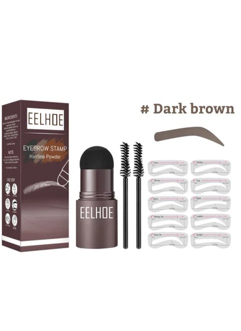 One Step Eyebrow Stamp Shaping Kit Set With 10 Stencils Makeup Long Lasting Waterproof Dark Brown