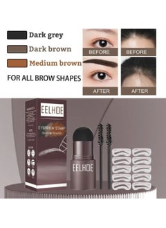 EELHOE One Step Eyebrow Stamp Shaping Kit Set With 10 Stencils Makeup Long Lasting Waterproof Dark Brown  - Image 2