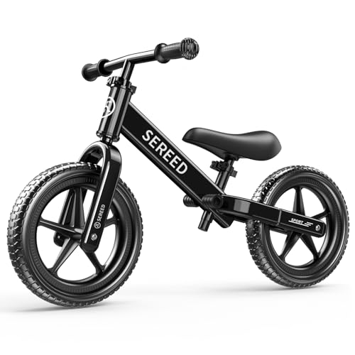 SEREED Toddler Balance Bike 2 Year Old No Pedal Kids Toy Bike for 25 Years Old ToolFree Adjustment Gift for 23 Girls Customize Plate with 3pcs Stickers Black - Image 1