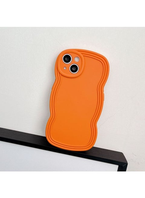 Ins Niche Wind Wave Edge IPhone16/15Pro Max Apple 14/13 Mobile Phone Case Soft Case-Color:KD Oil Injection Wavy Edge Orange-Applicable Model:13prax (without Packaging)