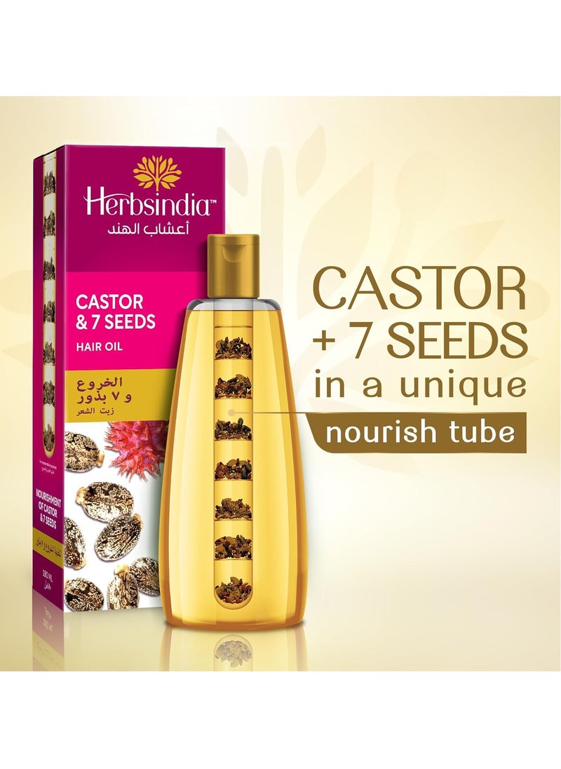 Herbsindia - Castor & 7 Seeds Hair Oil With Nourish Tube 280ml - Image 1