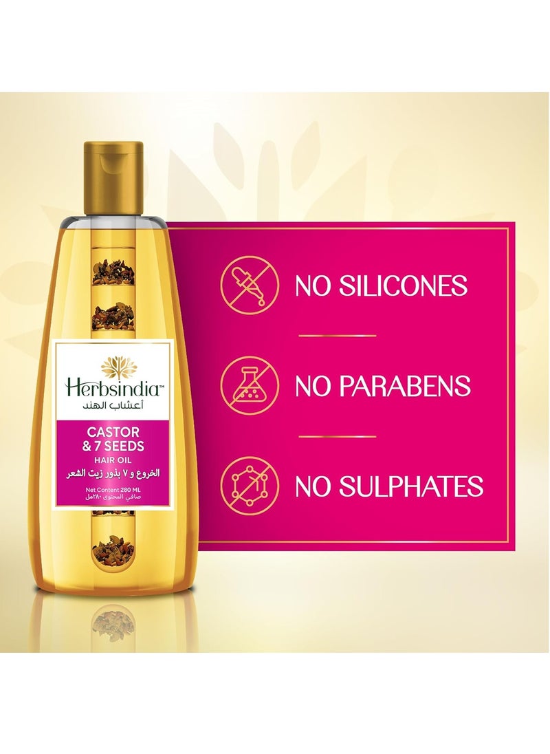 Herbsindia - Castor & 7 Seeds Hair Oil With Nourish Tube 280ml - Image 1