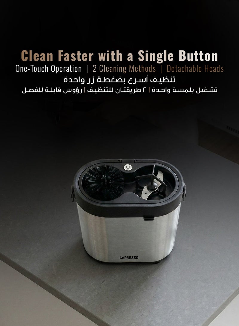 LePRESSO Electric Portafilter Cleaner Machine, Sterilix 51 & 58mm Commercial Portafilter Cleaner, Automatic Portafilter Cleaning Machine, Knock Box, Detachable Design, Spiral Scraper & Brush - Image 4