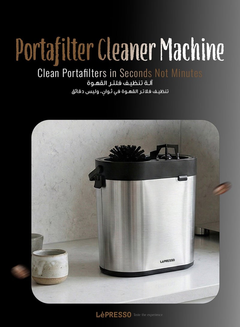 LePRESSO Electric Portafilter Cleaner Machine, Sterilix 51 & 58mm Commercial Portafilter Cleaner, Automatic Portafilter Cleaning Machine, Knock Box, Detachable Design, Spiral Scraper & Brush - Image 5