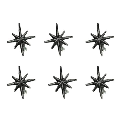 Zeckos Set of 6 Antique Silver Cast Iron MidCentury Modern Starburst Drawer Pulls and Cabinet Knobs 275 Inches High Vintage Charm for MCM Furniture and Decor - Image 1