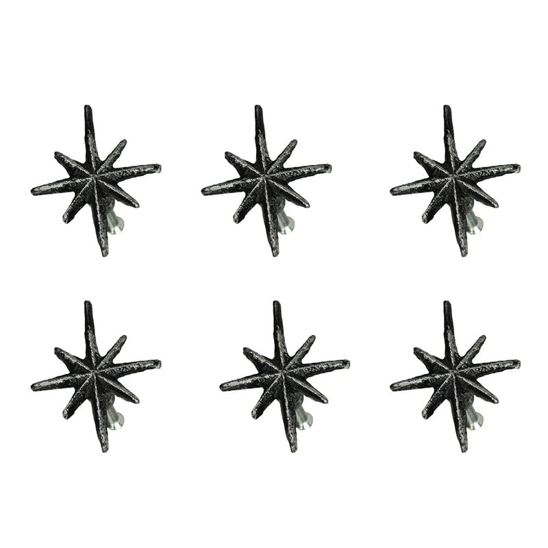 Zeckos Set of 6 Antique Silver Cast Iron MidCentury Modern Starburst Drawer Pulls and Cabinet Knobs 275 Inches High Vintage Charm for MCM Furniture and Decor - Image 2